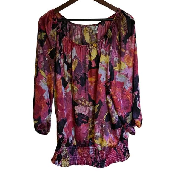 CJ Banks abstract print multicolored blouse with watercolor design size 2X - Picture 1 of 11